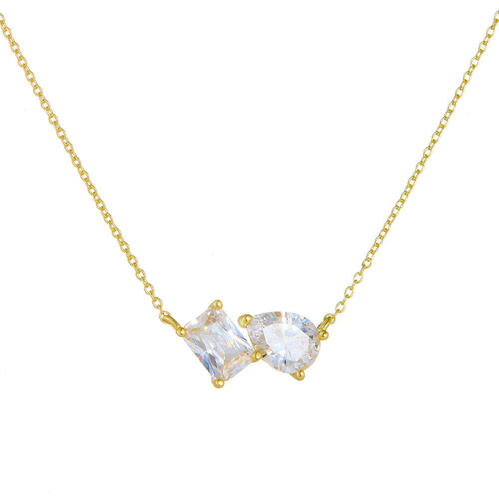 Hot Sale Cubic Zirconia Necklace Dainty 925 Sterling Silver Gold Plated Pendant Necklace for Women Delicate Necklace Wholesale