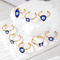 New Turkish Blue Eye Ring Oil Drop Geometry Heart Star Butterfly Evil Eye Stainless Steel Ring Jewelry