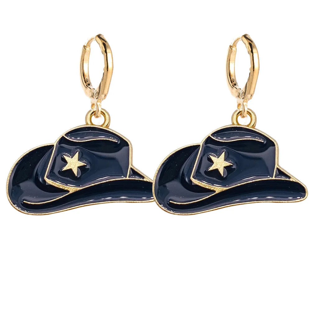 Pendientes Custom Statement Fashion Crystal Earrings Jewelry Cowboy Hat Earrings