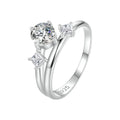 925 Sterling Silver Sparkling Double Layer Ring Fashion Jewelry Dazzling Cubic Zirconia Platinum Plating Rings