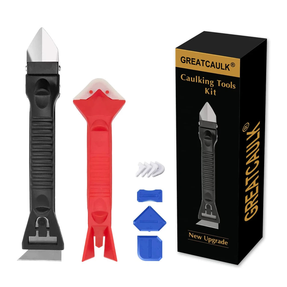 Silicone Caulk Removal Tool Kit Caulk Grout Remover Scraper(Stainless Steel Head) for Kitchen Bathroom Window