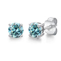 Moosanshi Girl Earrings 2ct 925 Silver Wholesale Price White Blue Green Light Yellow Color Suitable for Wedding Parties