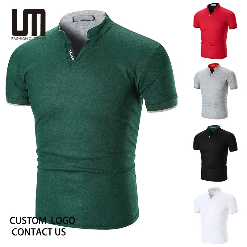 Liu Ming Cheap Wholesale New Products 2024 Spring Summer Men Solid Color V Neck Slim Casual T Shirts Clothing Tops