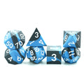 Hot Sale 7pcs Polyhedral Silicone Dice Set New Design in Black and Blue with Silver Number Handmade 16mm Size for DND Game