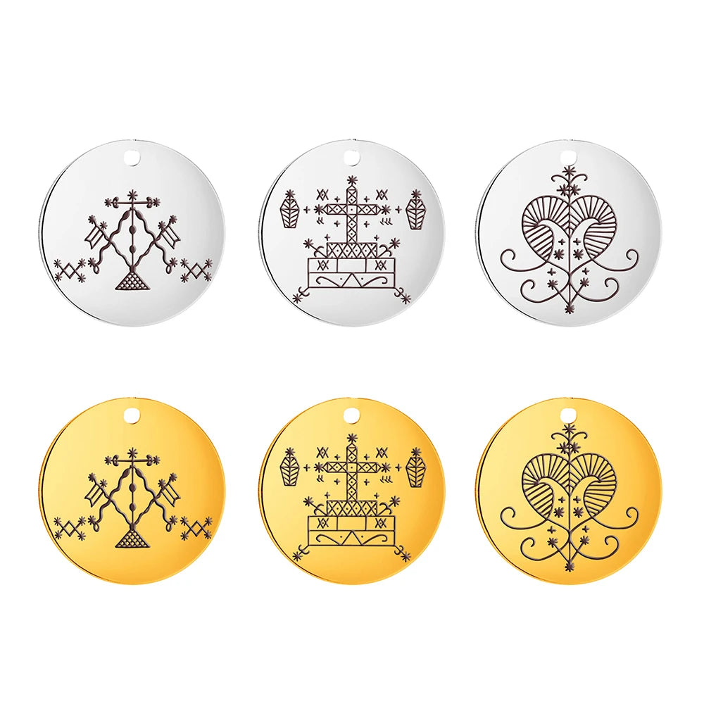 Voodoo Veve of Baron Samedi Veve Erzulie Pendants for Necklaces DIY Accessories Stainless Steel Jewelry