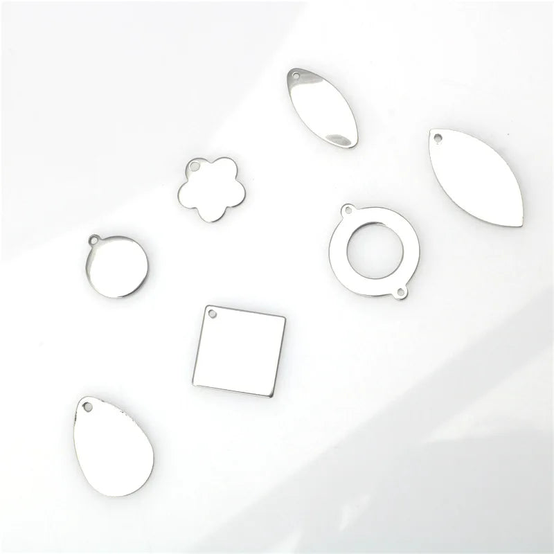 Stainless Steel Circle Water drop Oval Pendant Necklace bracelet diy stainless steel jewelry accessories