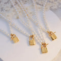 Joolim Jewelry 18K Gold Plated Padlock Pendant Freshwater Pearl Toggle Necklace Trendy Wholesale Necklaces Stainless Steel