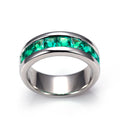 MSR-1182 Custom Jewelry Classic Channel Setting Wedding Band 925 Silver Lab Grown Emerald Ring