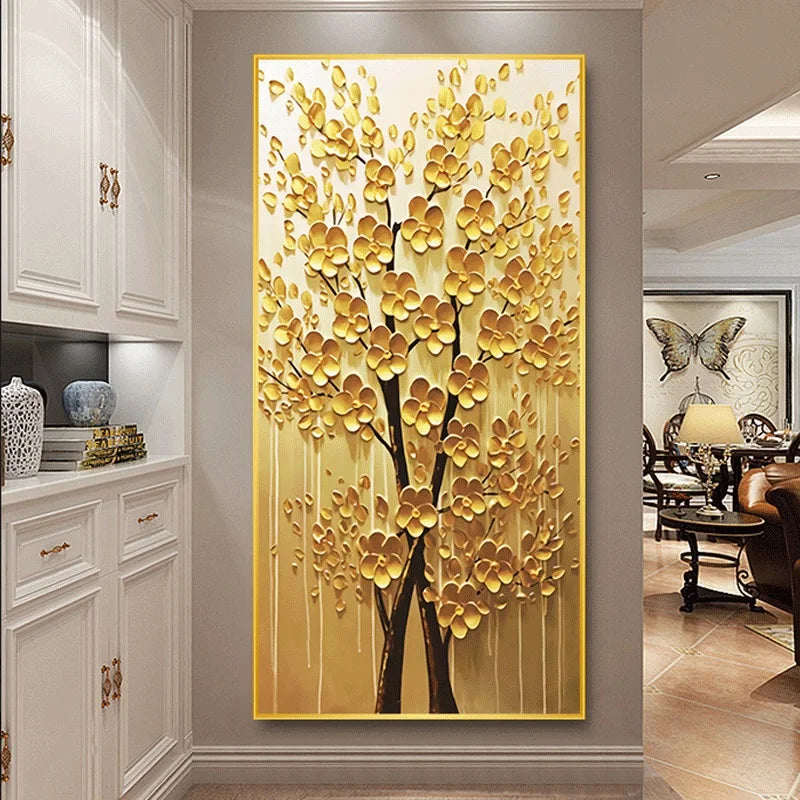 Creative Porch Crystal Porcelain Wall Painting with Frame Canvas Art Decor for Home Decor