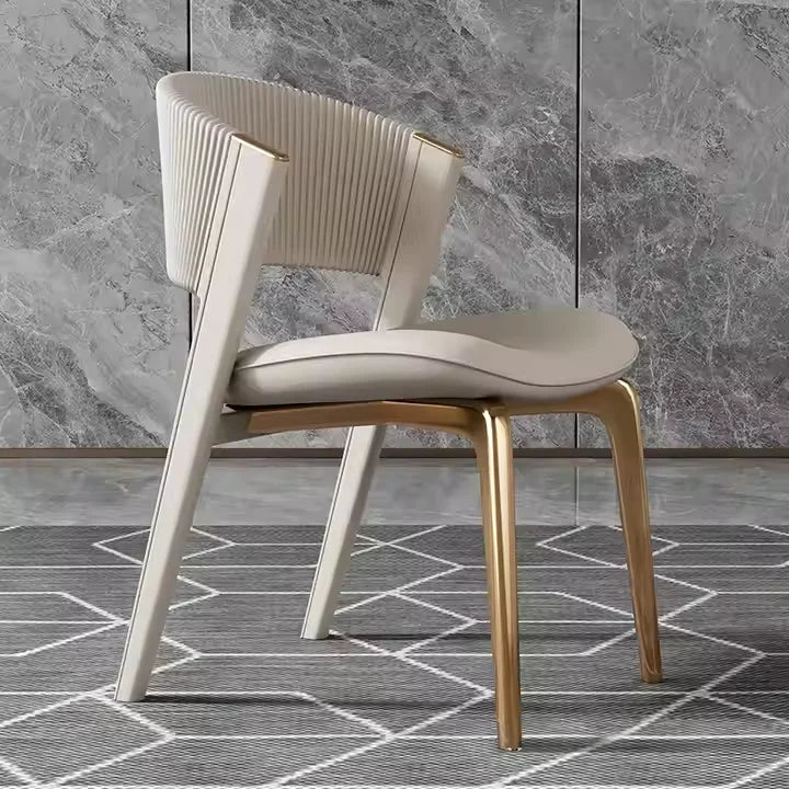 BST Nordic Design Bronze Chair Metal Legs Stainless Steel Frame Leather Dining Furniture for Living Room