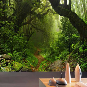 Custom 3D Natural Wood Tree Rainforest Mural Wallpaper European Floral Waterproof Anti-Static Home Room Wall Paper Decoration