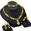 Jachon Hot Selling New Fashion 24k Necklace Earrings Bracelet and Ring Indian Bridal Jewelry Sets for Wholesales