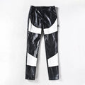 Pu Faux Leather Cargo Pants Skull Embossed Custom Color Y2K Streetwear Leather Pants for Men