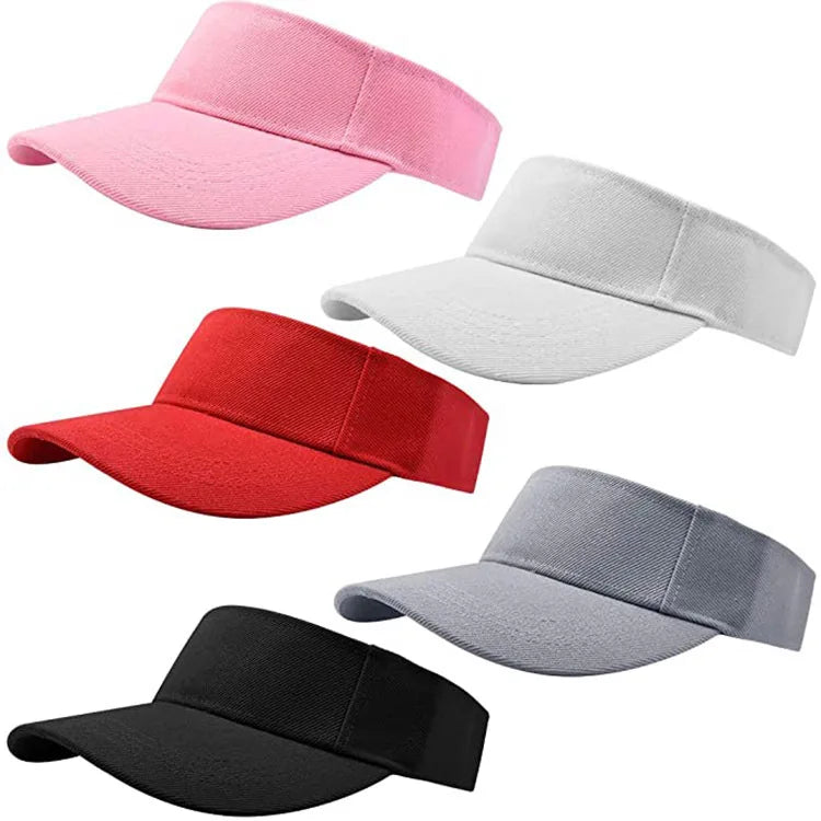 Summer Sport Sun Visor Cap High Quality White Pink Gorras Hat Custom Logo Embroidery Adjustable Unisex Travel Fishing Party