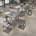 Industrial Stainless Steel Metal Cafe Shop Tables and Chairs Simple Design Commercial Furniture Restaurant Table Set
