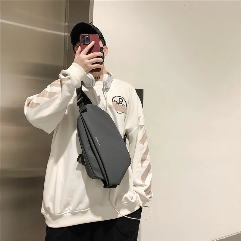 HUALIAN Big Single Shoulder Back Pack Men's Chest Bags Fashion Travel Crossbody Bag Man Casual Messenger Bag