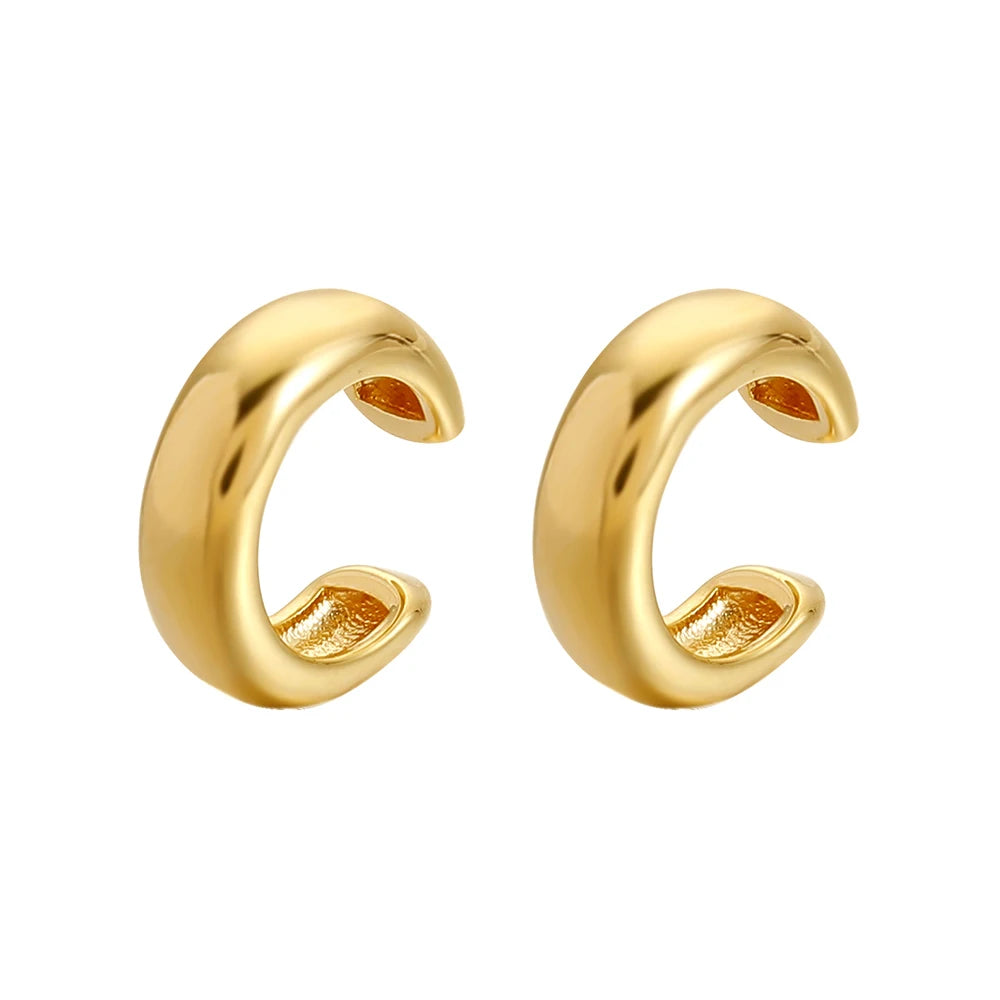 Fashion Men Jewelry Earrings Gold Plated C Shape Ear Cuff No Pierced Clip Earrings for Male Boys