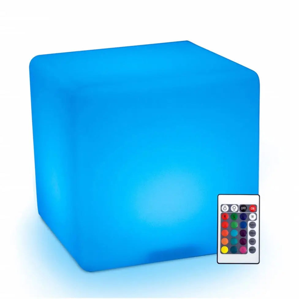 Modern LED Cube Stool 40cm Plastic Glowing Dice Chair for Outdoor Living Room Hotel or Park Bar Furniture