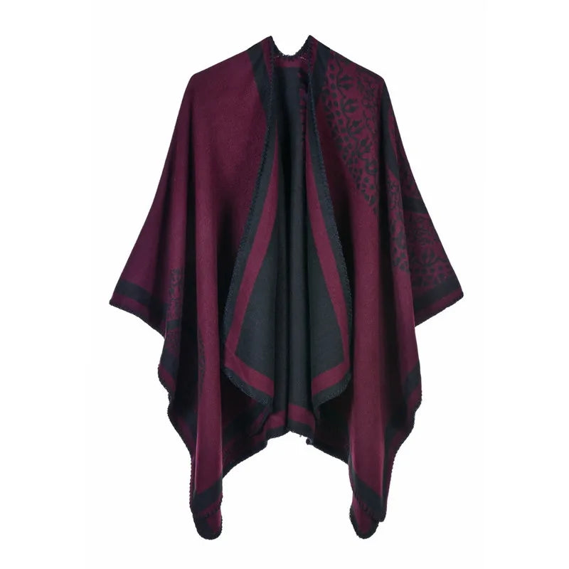 Custom Fringe Poncho Plus Size Knit Shawl Wrap Winter Cardigan Scarf for Women Wholesale