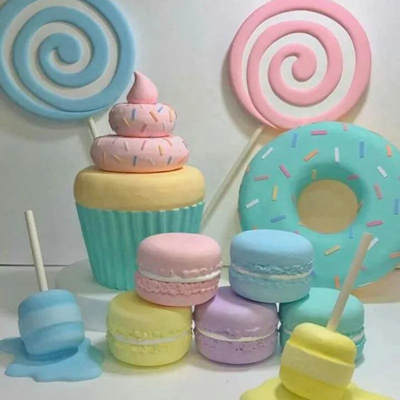 Fiber Glass Sculpture Decorations Ice Cream Cones Sculpture Candy Donut Lollipop Sculpture Resin Doughnut Props