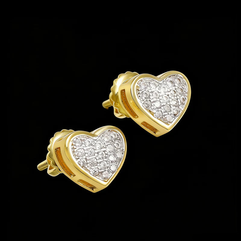 Amazing Jewelry Design Moissanite Diamonds 925 Sterling Silver Hip Hop Love Heart Stud Earring for Anniversaries