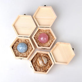 Factory Price Healing Crystals Set Natural Rose Quartz Amethyst Sphere with Wooden Box