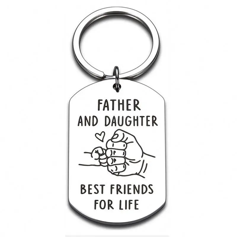 Wholesale Father Daughter Keychain Dad Fathers Day Xmas Birthday Valentine Day Wedding Gifts Daddy Papa Stepdad Men Him Present