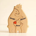 Hot Sale Personalized Engraved Bear Family Solid Wood Carved Art Puzzle Decorative Tabletop Wedding Gift Ornament