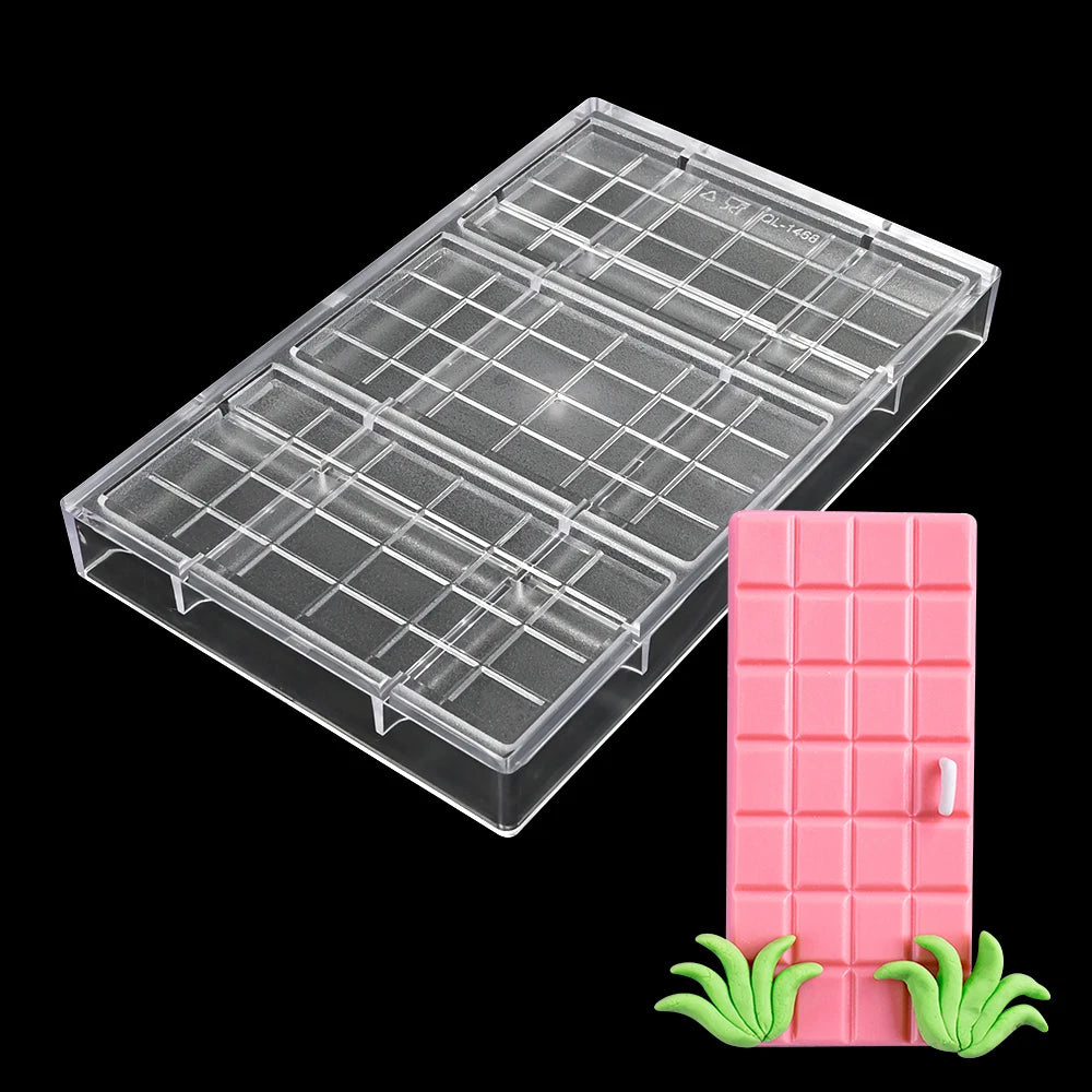 AK Wholesale 3 Cavity PC Polycarbonate Dubai Chocolate Bar Mold Custom Plastic Handmade Chocolate Sweet Candy Pastry Mould Tray
