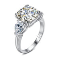 Woman D Color Sterling Silver 925 With Big Stone Certified Luxury Jewelry Engagement Massive Cushion Moissanite Ring 5 Carat