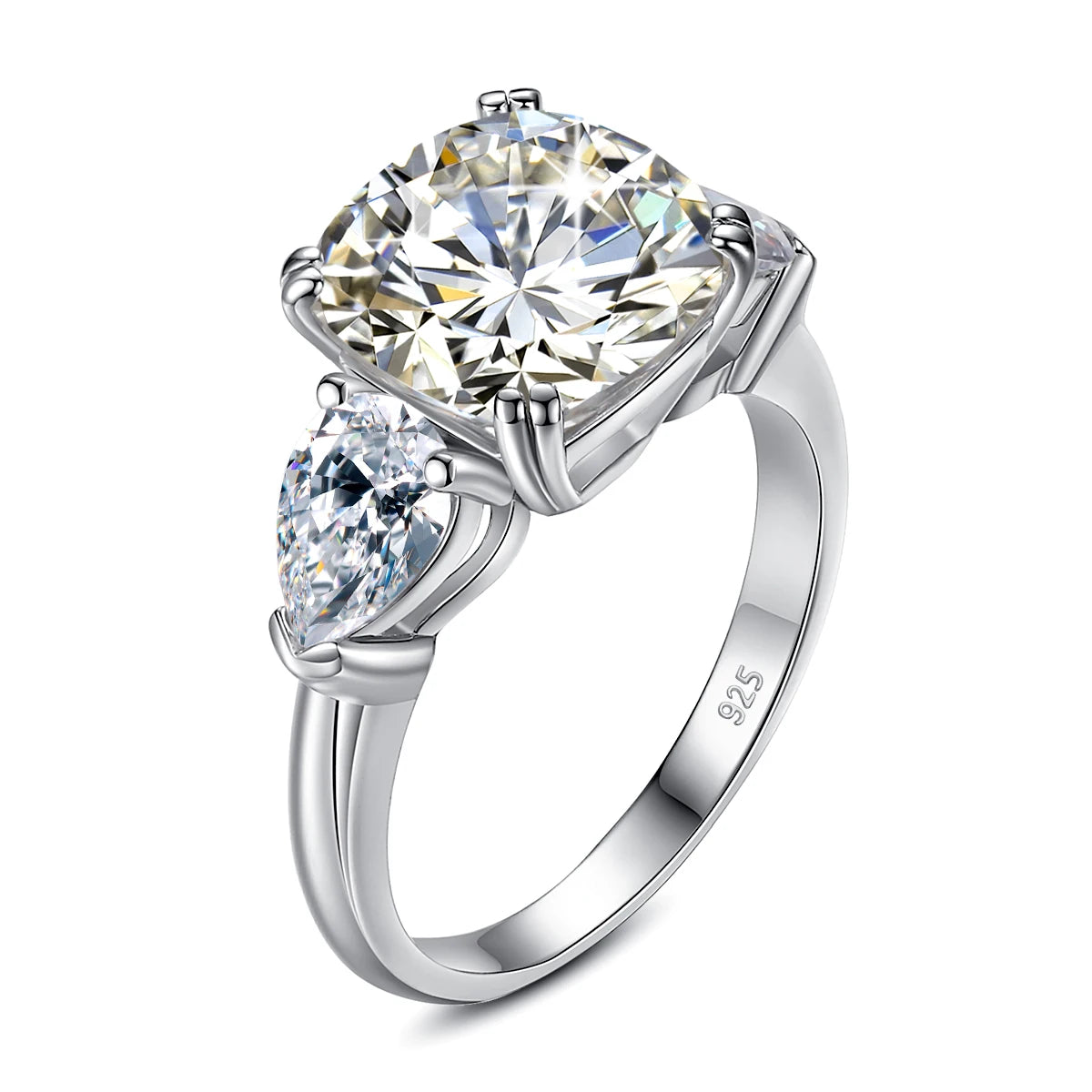 Woman D Color Sterling Silver 925 With Big Stone Certified Luxury Jewelry Engagement Massive Cushion Moissanite Ring 5 Carat