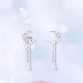 Delicate Small Cute Zircon Moon Tassel Butterfly Stud Earrings Women Korean Fashion Asymmetric Flower Earring Girl Party Jewelry