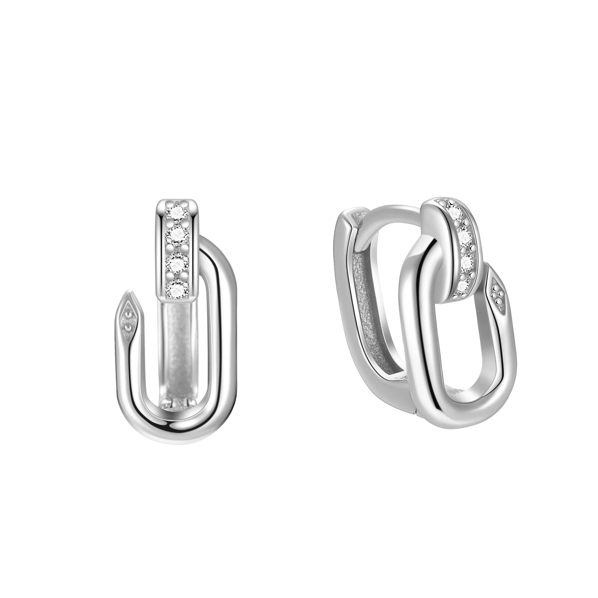 Trendy Designer Earrings 925 Sterling Silver Square CZ U Shaped Minimalist Vintage Hoops for Women Fine Jewelry Wholesale