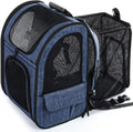 Fashionable Waterproof Zipper Anti-Theft Cat Backpack Carrier Expandable Dog Breathable Mesh Small Pets PVC/Polyester Lining