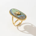 Wholesale Luxury 18K Gold Plated Stainless Steel Oval Natural Shell Vintage Ring