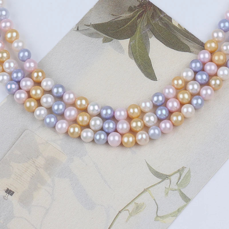Zhuji 4-5mm 6-7mm Candy Color Round Shape Pearl for Diy Jewelry Making