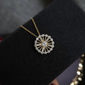 Women Valentine Gift 14k Gold Jewelry 925 Sterling Silver Full Zircon Medallion Pendant Necklace