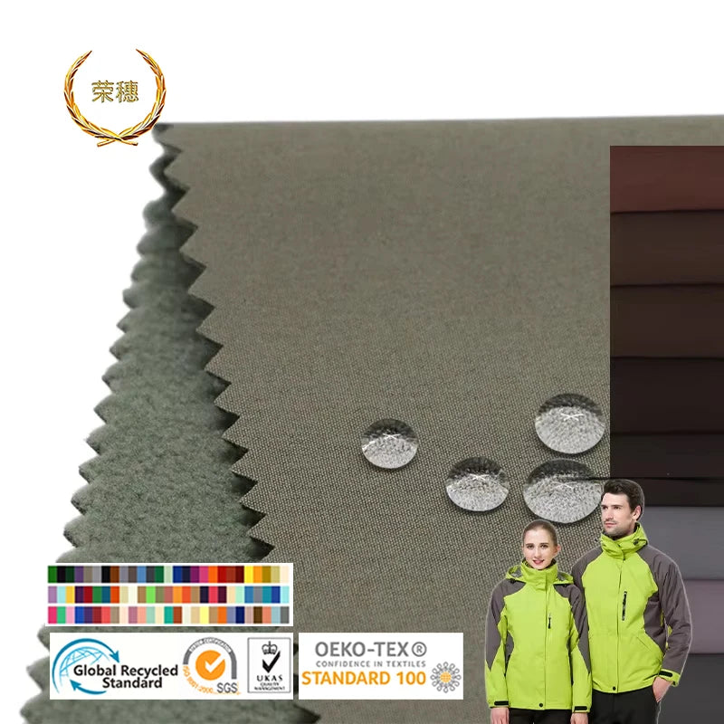 Custom Waterproof Nylon Fabric Direct Four Way Stretch Fabric Spandex Warm Fleece Soft Shell Jacket Waterproof Polyester Fabric