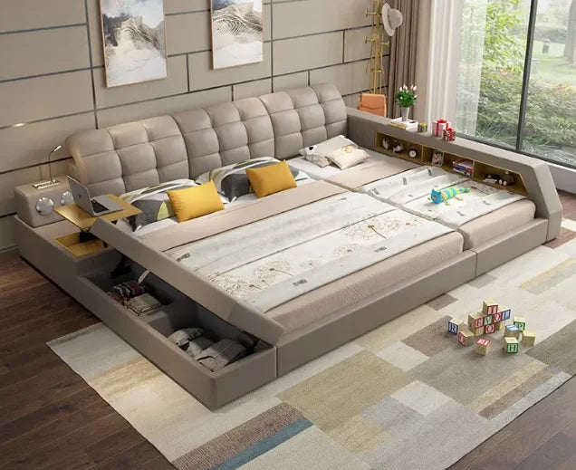 Double Bed Designs with Box with Lift up Storage in Wood Draws for Kids Boys and Girls Luxury Bed Wood Storage Double Bed