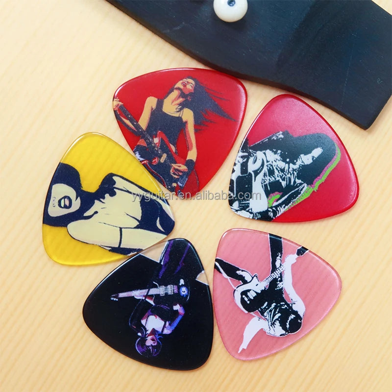 Factory Direct Sales Own Design Custom Celluloid Triangle Guitar Plectrums Funny Jazz Electric Bass Guitar Pick Set Rock Music