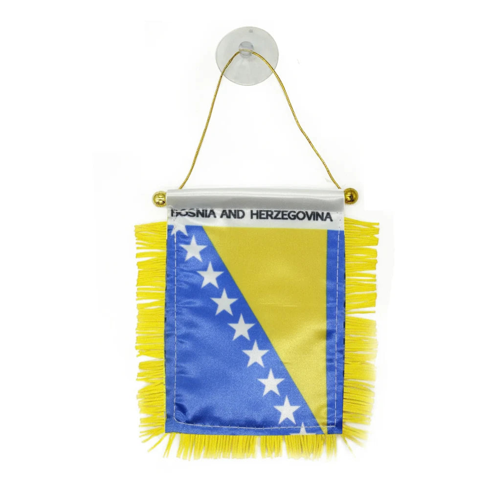 Custom Logo Hanging BOSNIA and HERZEGOVINA Pennant Flag for Car Rearview Mirror and Home Decoration
