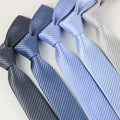 Hot Selling Wholesale Polyester Pinstripes Grey Suppliers Neckties Solid Color Plain Ties for Men