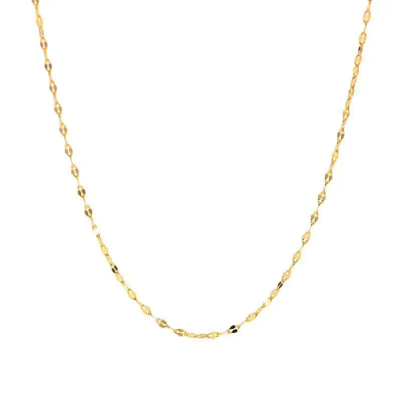 Fenny Wholesale PVD Plated No Fade Width2MM Simple Fine Ripple Lip Shaped Clavicle Chain Stainless Steel Necklace for Women