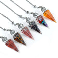 Tree of Life Orgone Crystal Pendulum Natural Crushed Stone Resin Pendulum with Silver Chain Divination Healing Jewelry Gift