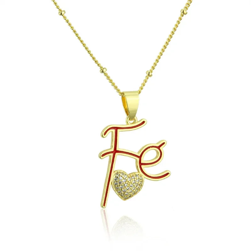 Fashion New in 18K Gold Plated Charm Pendants Necklace Copper for Women Choker Red Cubic Zirconia FE Heart Chain Jewelry