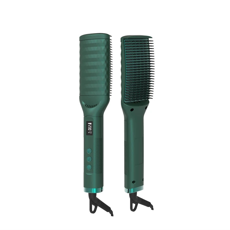 Ionic PTC Hair Straightener Comb LCD Display Titanium Flat Iron Brush Household & Hotel Use 1 Year Electric Warranty