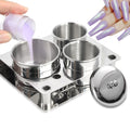 Stainless Steel Nail Acrylic Powder Dipping Cup Kit Container Nail Cleaning Brush Container Manicure Stainless Steel Cup 3pcs