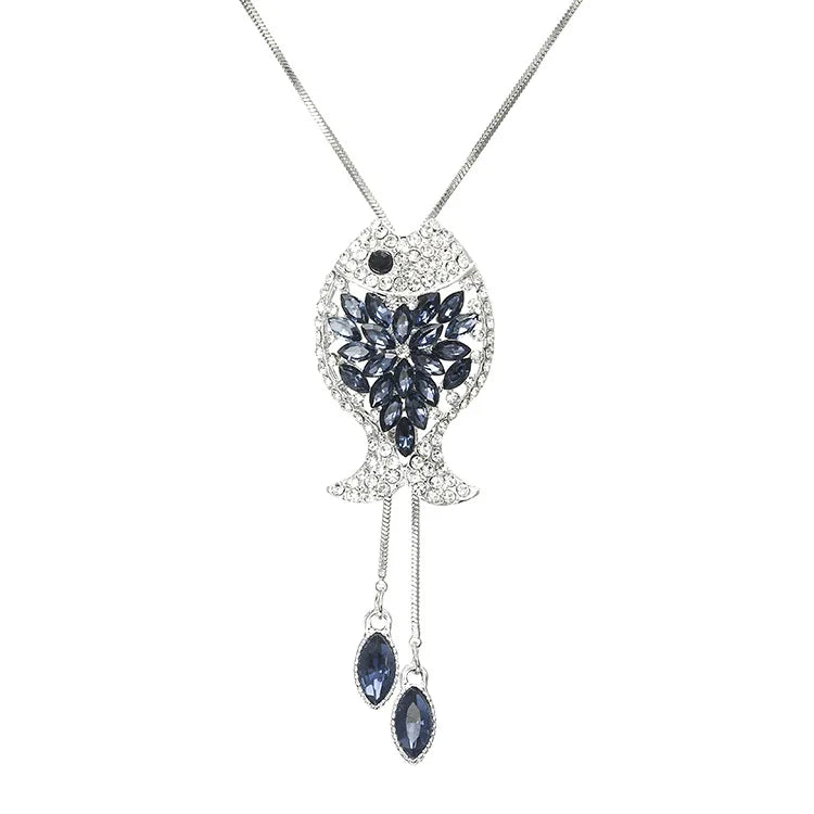 LK10203 Fashion Fish Pendant Necklace Women Long Chain Necklace European and American Jewelry