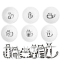 Creative Cute Cat Small Saucer Shape Mini Plate Ceramics Cartoon Dish Creative Snack Plate Salad Dinner Tray Sauce Dish 6pcs/set MegaBDM
