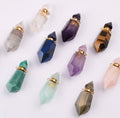 Fashion Women Essential 0il Natural Amethyst Gemstone Crystal Perfume Bottle Diffuser Stainless Steel Necklace With Dropper